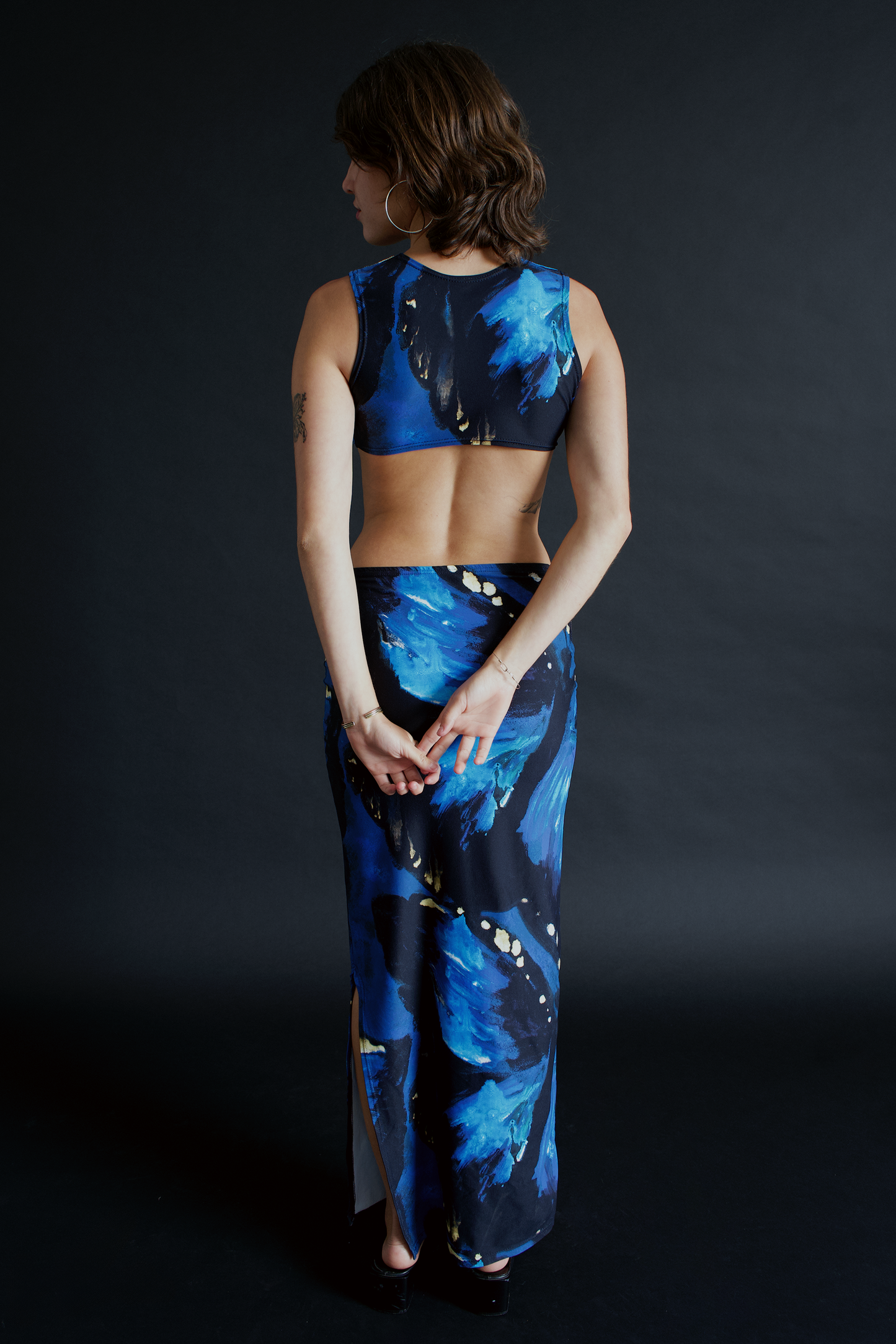 Long Eclipse Cut-Out Gown - Blue Butterfly