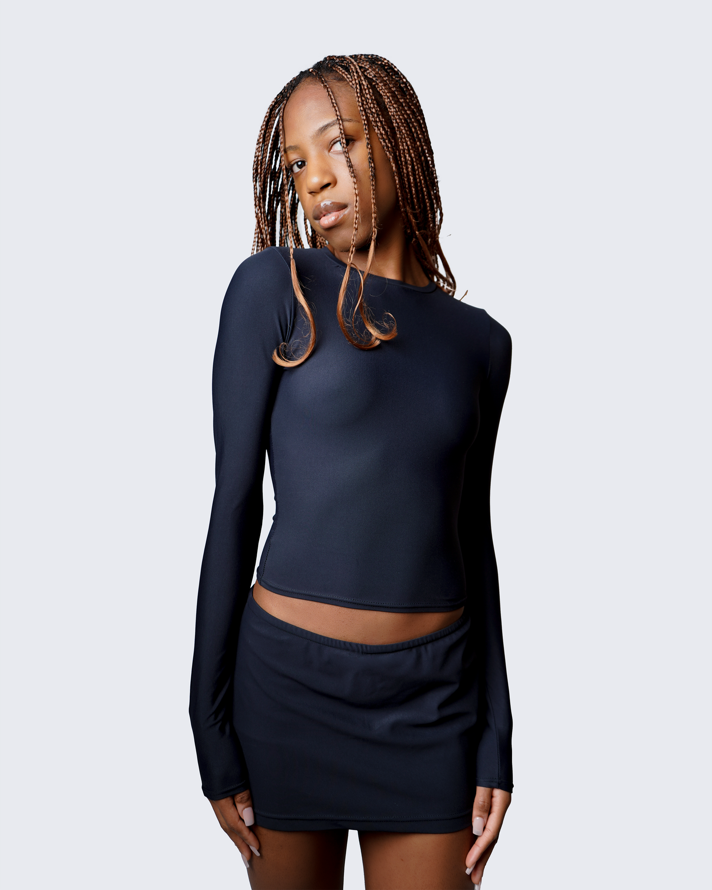 Long Sleeve Baby Tee - Obsidian