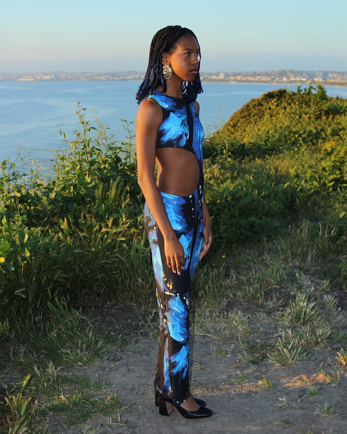 Long Eclipse Cut-Out Gown - Blue Butterfly