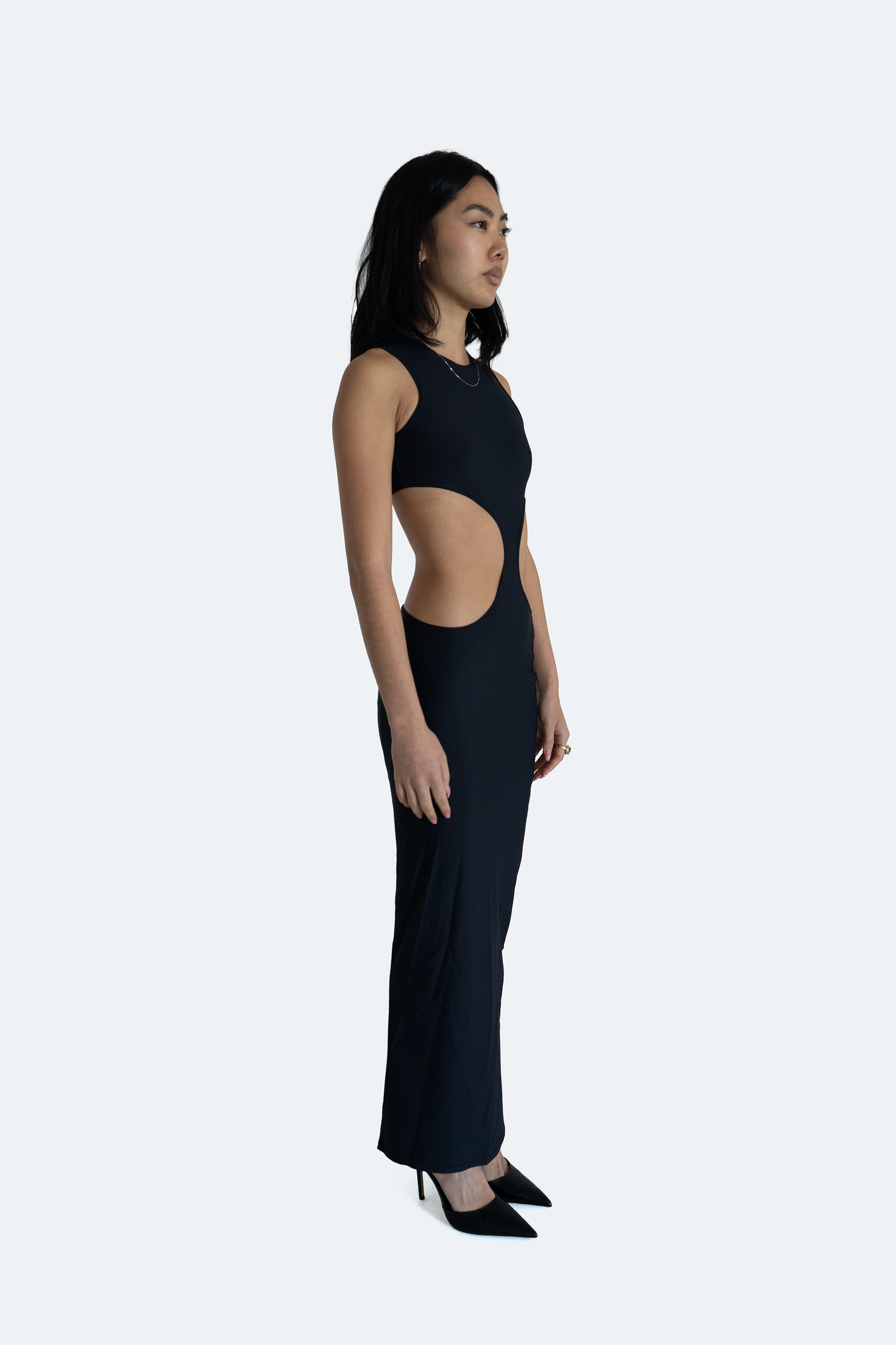 Long Eclipse Cut-Out Gown - Obsidian