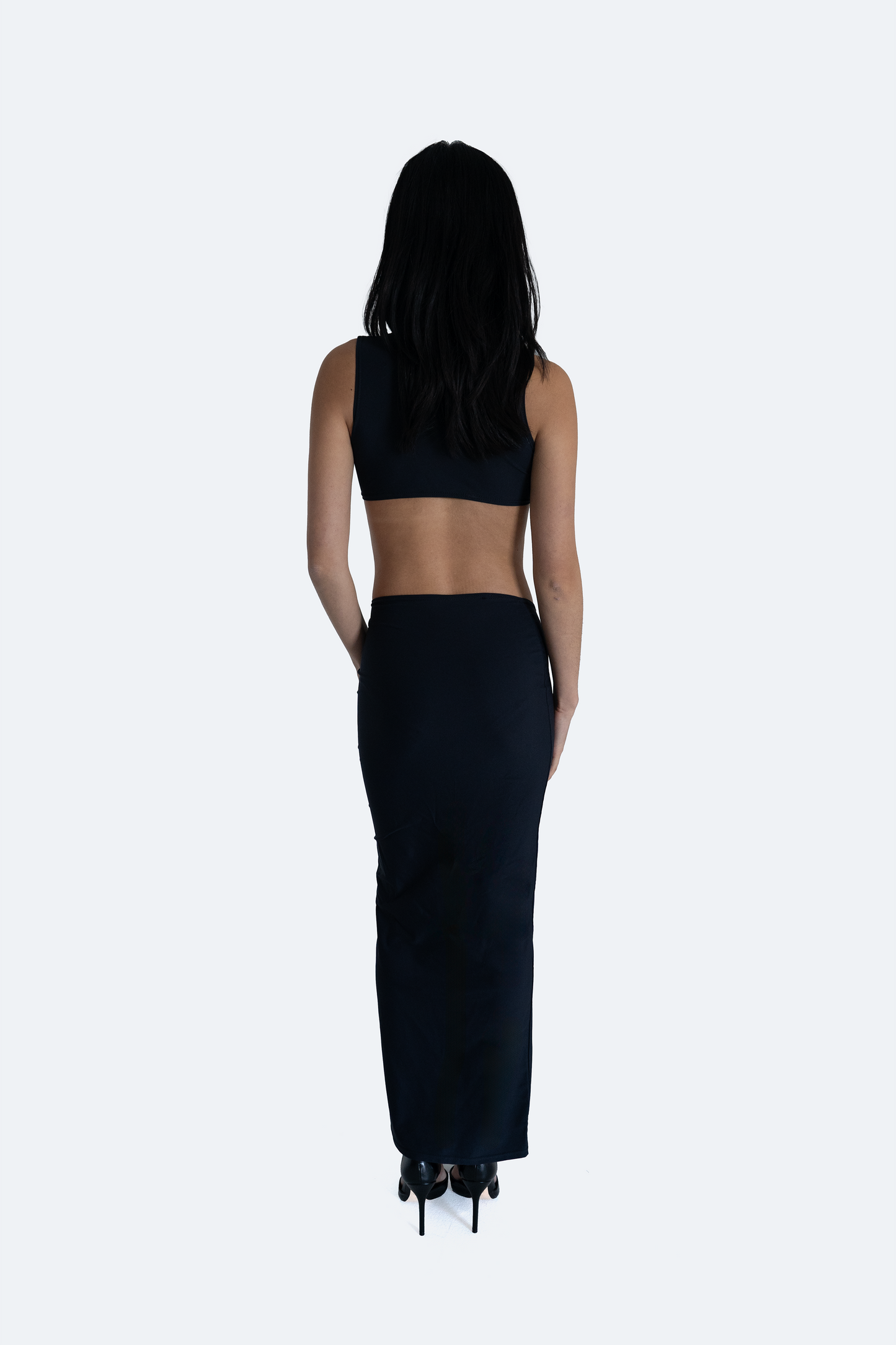 Long Eclipse Cut-Out Gown - Obsidian