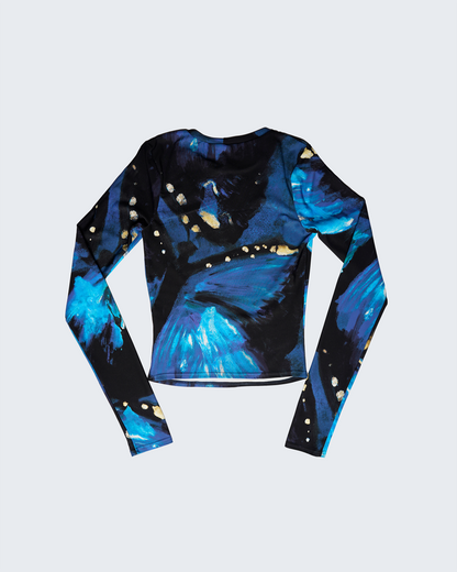 Long Sleeve Baby Tee - Blue Butterfly