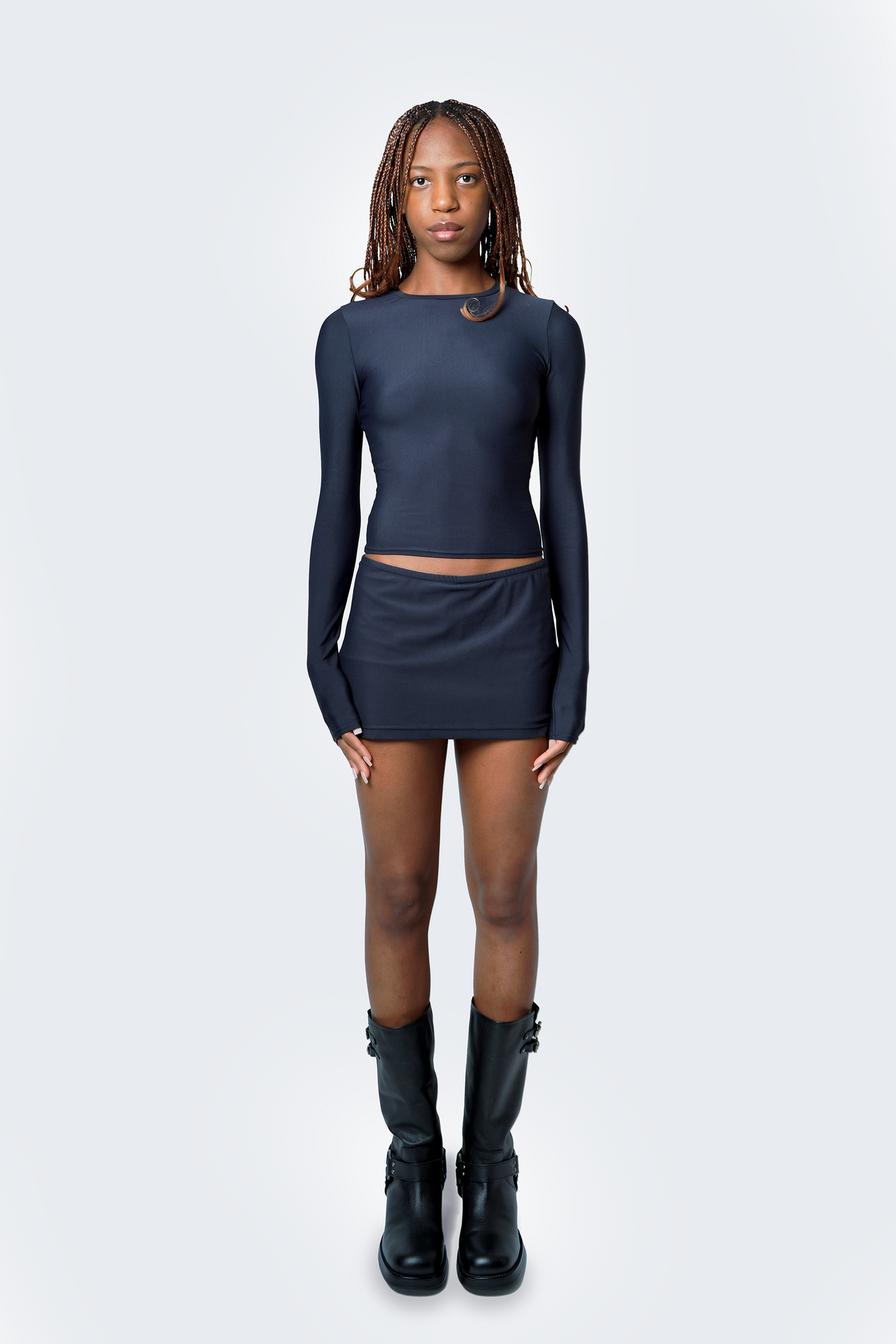 Long Sleeve Baby Tee - Obsidian