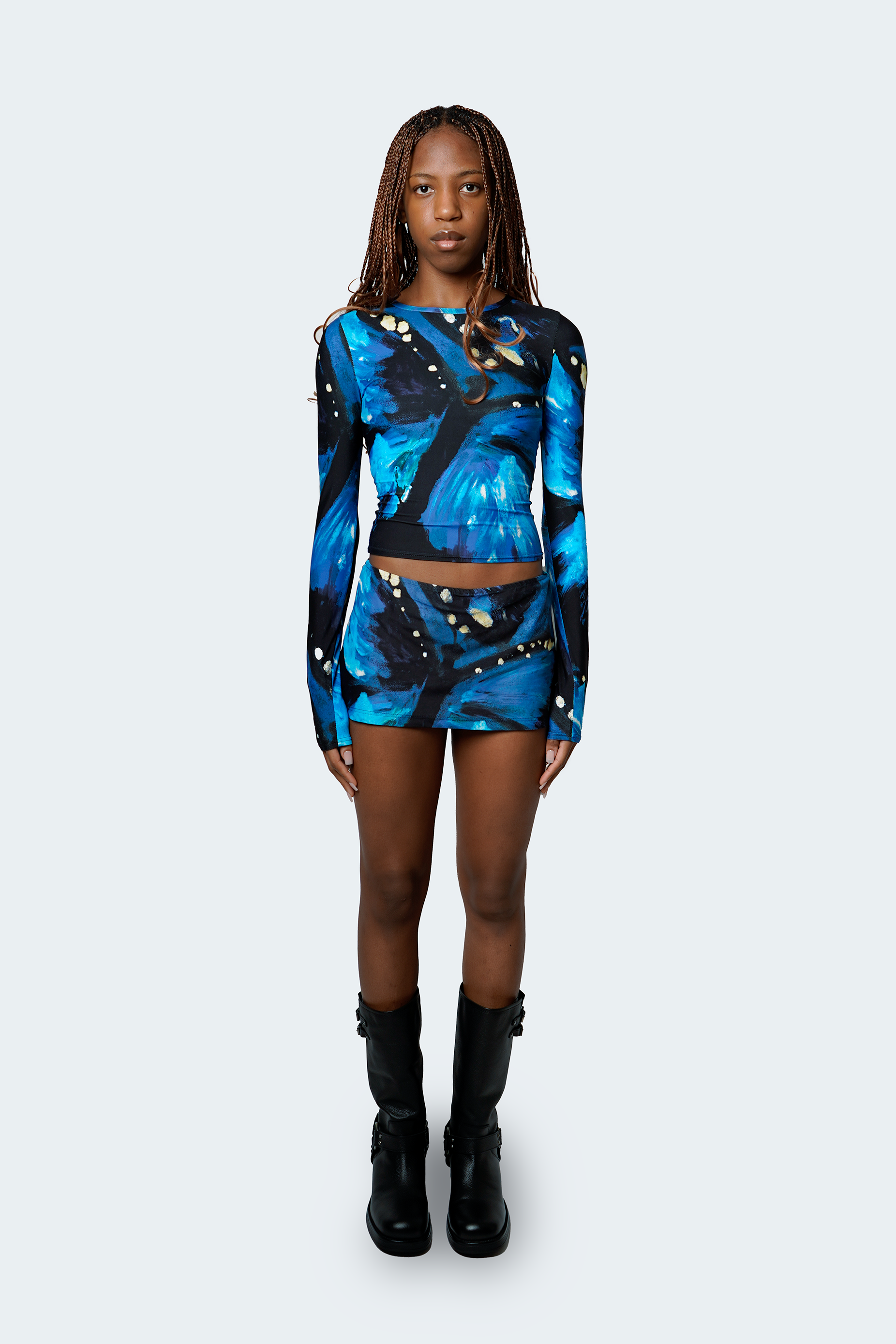 South Coast Miniskirt - Blue Butterfly – Yinka