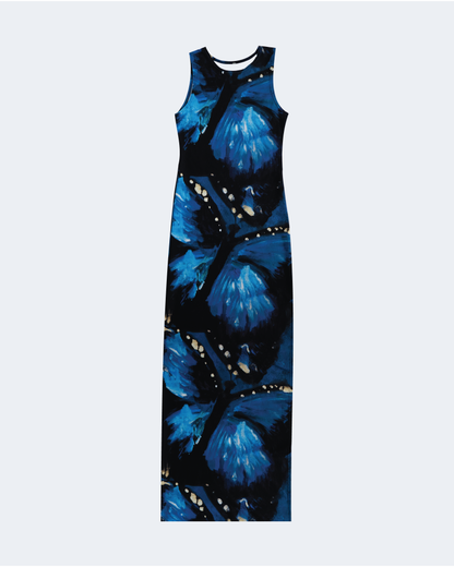 Long Sleeveless Gown - Blue Butterfly
