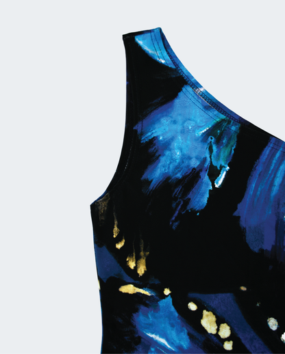 Catalina One-Shoulder Tank - Blue Butterfly – Yinka
